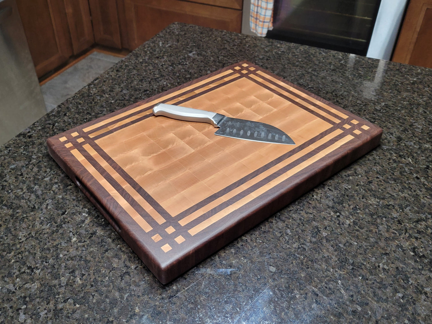 Four Corners Pattern End Grain Cutting Board 12" x 18" x 1-1/2" Thick